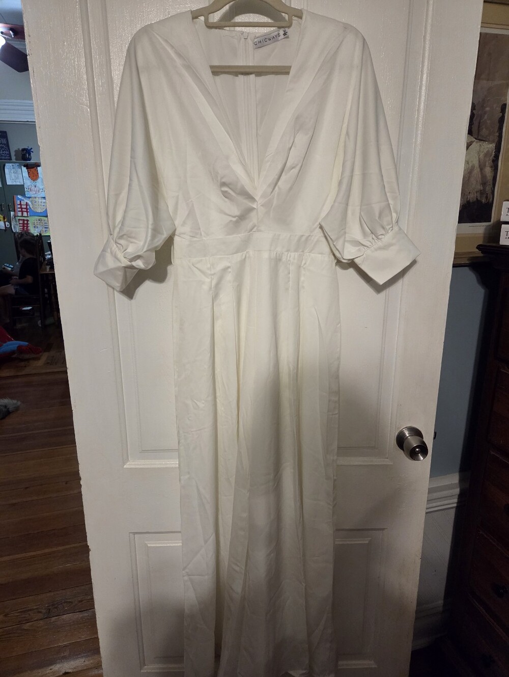 Chicways White V-Neck Jumpsuit